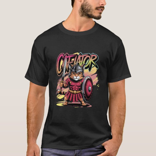 Cat Gladiator Epic Warrior Catlovers T-Shirt (Front)