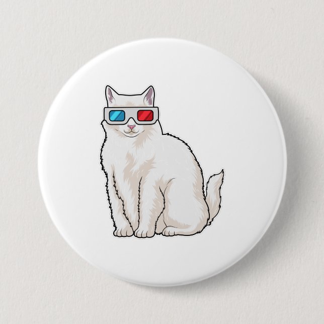 Cat Glasses 7.5 Cm Round Badge (Front)
