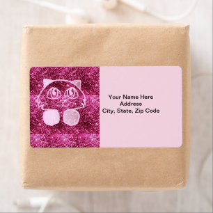 Cat Glitter Pink Labels