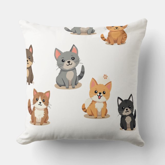 Cat, go blank Puppy, meow Cushion (Front)