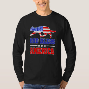 Cat God Bless America July Usa Flag Independence D T-Shirt