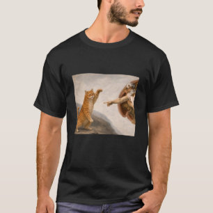 Cat God Creation of Adam Meme - Cat Lover Kitten O T-Shirt