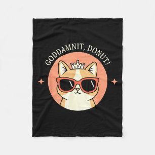 Cat - Godit, Donut! Sy Retro Cat Lover Design  Fleece Blanket
