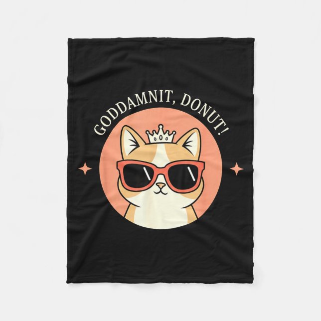 Cat - Godit, Donut! Sy Retro Cat Lover Design  Fleece Blanket (Front)