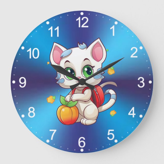 Cat Going To School-85241 Large Clock (Front)