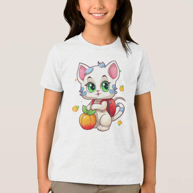 Cat Going To School-85241 Tri-Blend Shirt (Front)