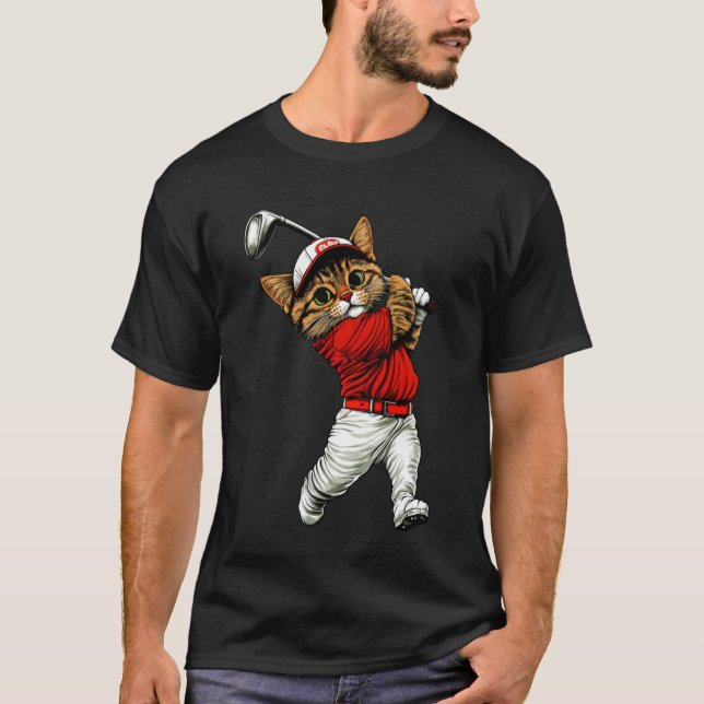 Cat Golfer Long Sleeve T-Shirt (Front)