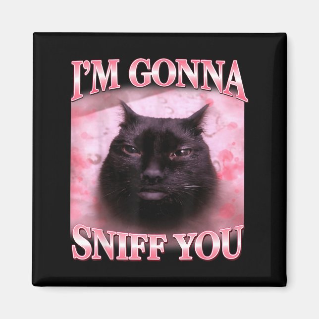 Cat gonna sniff funny saying brainrot cats meme magnet (Front)