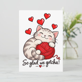 Cat Gotcha Day Card, Personalised Cat Adoption Invitation