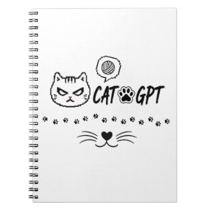 CAT GPT AI Funny Pixel Cat / Funny Cat Tech Quote  Notebook