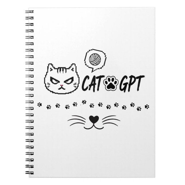 CAT GPT AI Funny Pixel Cat / Funny Cat Tech Quote  Notebook (Front)