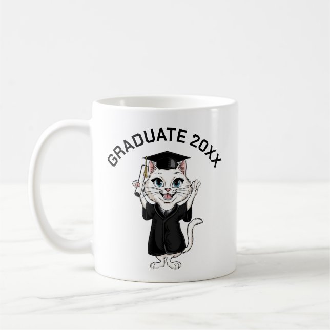 Cat Graduation Personalised Coffee Mug (Left)