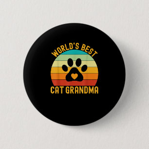 Cat Grandma World's Best Vintage Retro 6 Cm Round Badge
