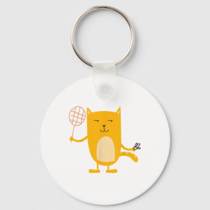Cat Graphic Badminton Player Shuttle Sports Smash  Key Ring