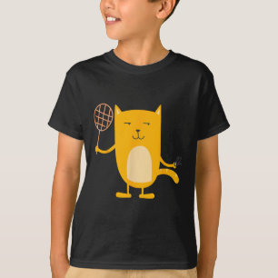 Cat Graphic Badminton Player Shuttle Sports Smash T-Shirt
