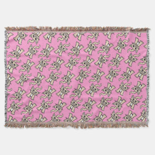 Cat graphic pattern brown pink throw