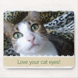 Cat Green Eyes - beige mousepad