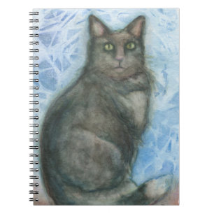 Cat green eyes notepad black kitty gren eyes notebook