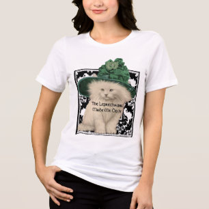 Cat Green Hat The Leprechaun Made Me Do It Tri-Blend Shirt