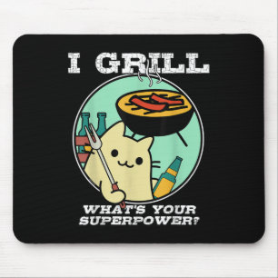 Cat Grilling Superpower Camping Bbq Funny  Mouse Pad