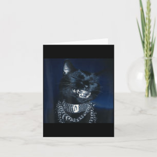 Cat Grillz Funny Kitten Meme Cat Smiling Brain Rot Card