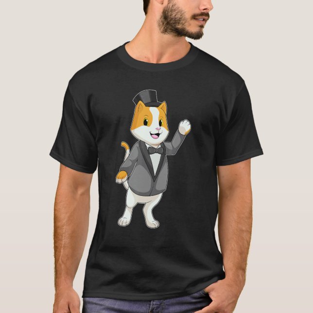 Cat Groom Bow Tie Wedding T-Shirt (Front)