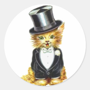 Cat Groom Classic Round Sticker