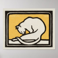 Cat Grooming by Julie de Graag Art Nouveau