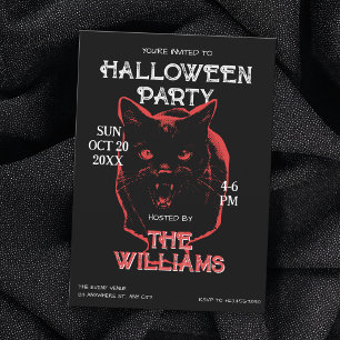 Cat grunge halloween party invitation