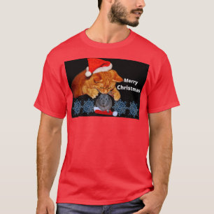 Cat Guinea Pig Merry Christmas Funny Animal Design T-Shirt