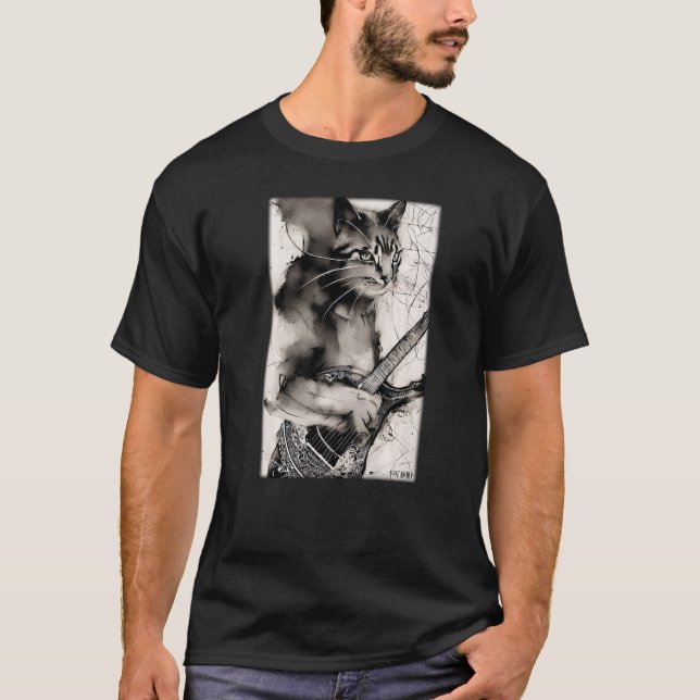 Cat Guitar Pet Musician Cat Friend Cat Love Natura T-Shirt (Front)
