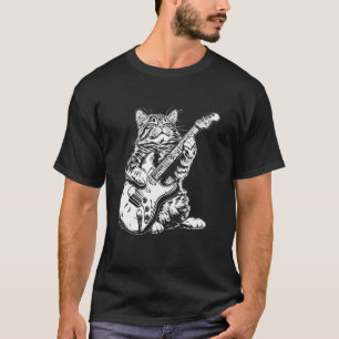 Cat Guitarist Guitar - Manx Dad Mum T-Shirt