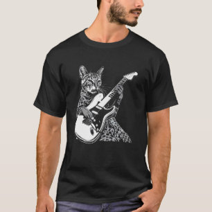 Cat Guitarist Guitar - Savannah Dad Mum T-Shirt