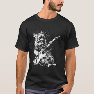 Cat Guitarist Guitar - Siberian Forest Dad Mum T-Shirt