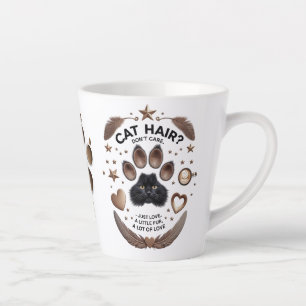 Cat Hair Don’t Care Latte Mug – Pink Floral Cat