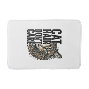 Cat Hair Don’t Care Vintage Engraving Cat Shirt De Bath Mat