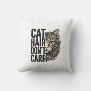 Cat Hair Don’t Care Vintage Engraving Cat Shirt De Cushion