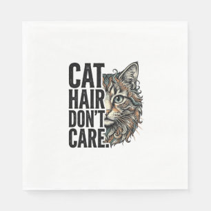 Cat Hair Don’t Care Vintage Engraving Cat Shirt De Napkin
