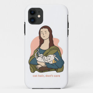 Cat hair don't care cute Mona Lisa Case-Mate iPhone Case