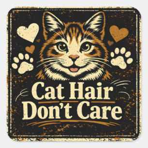 Cat Hair Don't Care – Feline Owner Humour Square Sticker