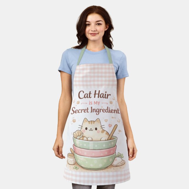 Cat Hair is My Secret Ingredient Kawaii Pastel Apron (Worn)
