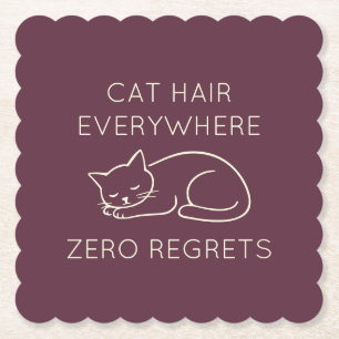 Cat hair zero regrets paper coaster