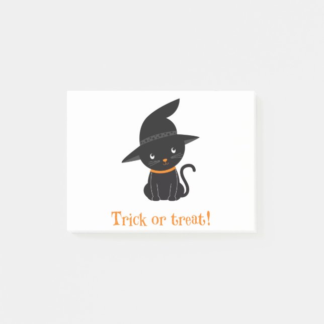 Cat Halloween Black Animal Fantasy October Autumn. Post-it Notes (Front)