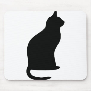 Cat Halloween Black Silhouette Mouse Pad