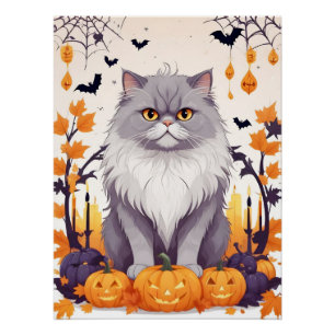 Cat Halloween Cute Adorable Funny Animal Cartoon  Poster