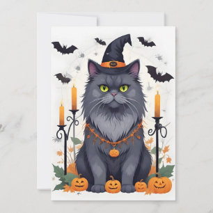 Cat Halloween Cute Adorable Funny Animal Cartoon Save The Date