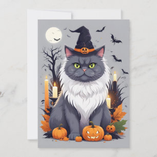 Cat Halloween Cute Adorable Funny Animal Cartoon Save The Date