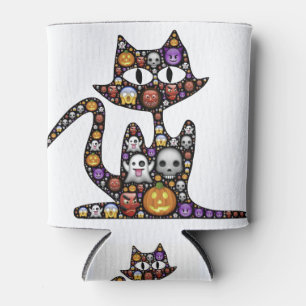 Cat Halloween Emoji Scary Frightful Spooky Icons. Can Cooler