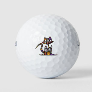 Cat Halloween Emoji Scary Frightful Spooky Icons. Golf Balls