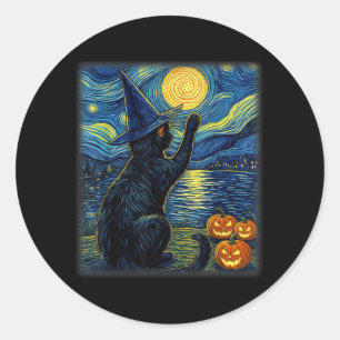 Cat Halloween Funny Black Cats Lover For Men Women Classic Round Sticker